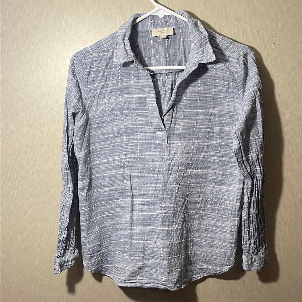 LOFT Blue Striped Blouse
